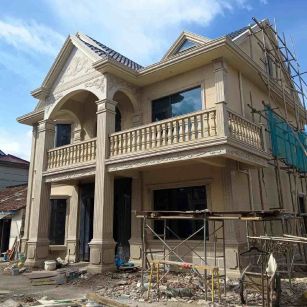 西宁 黄金麻花岗岩石材私人别墅雕花门楼柱阳台栏杆