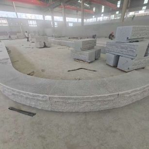 西宁 芝麻白异形坐凳，自然面光面弧形加工