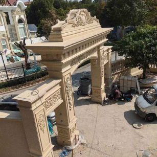 西宁 黄金麻荔枝面花岗岩别墅门楼