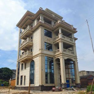 西宁 黄金麻花岗岩石材别墅外墙干挂搭配（雕花栏杆花瓶柱门楼罗马柱）