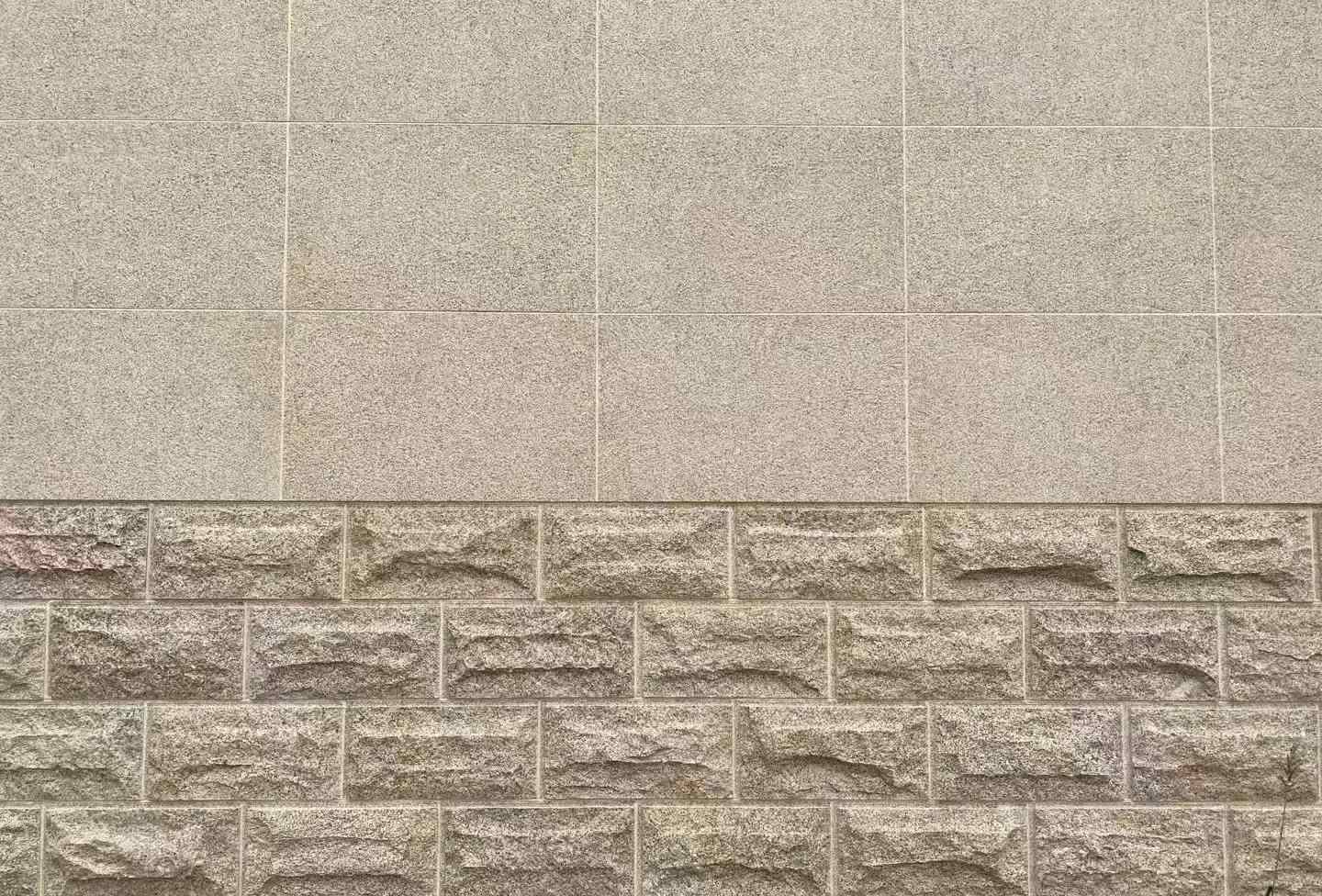 西宁 黄金麻自然面蘑菇石配荔枝面干挂